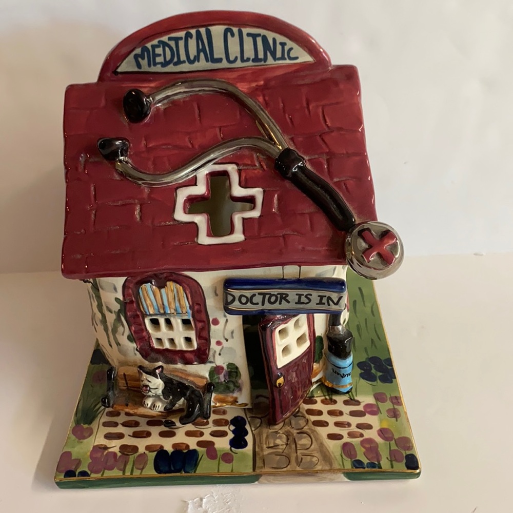 Vintage 2002 Blue Sky Clay Doctors Office meant at tea lite candle.